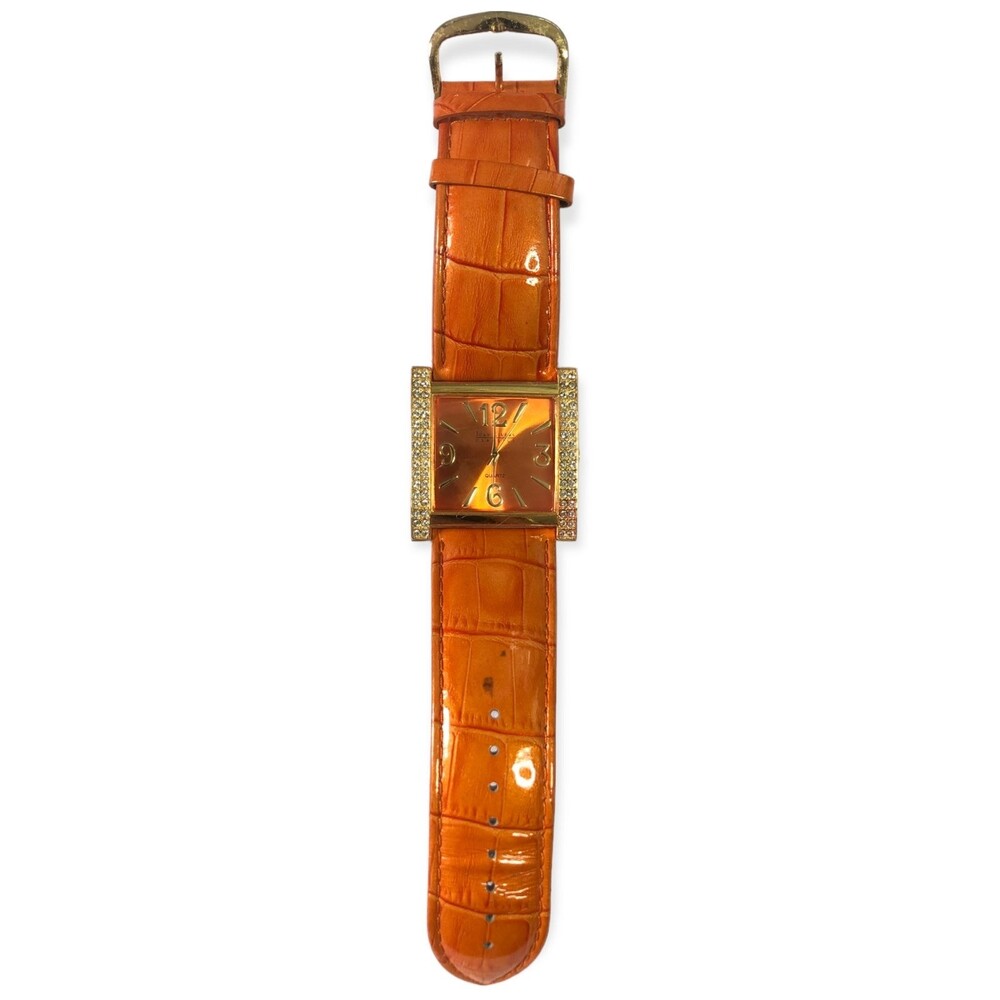 Joan Rivers Classics V377 Vintage Wide Leather Band Rhinestone Square Face Watch
